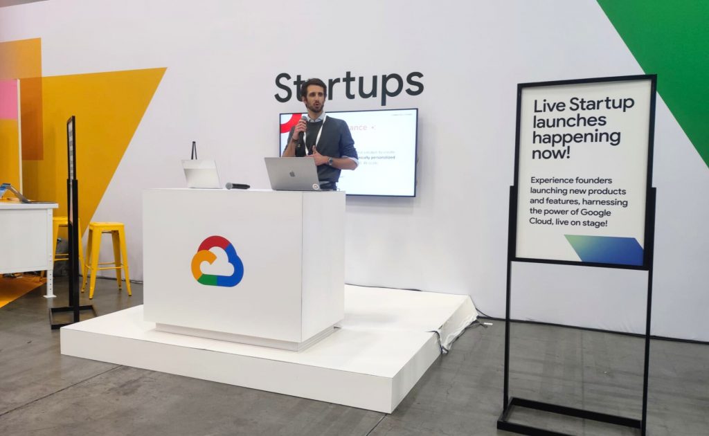 Tommaso Vaccarella, Co-Founder & General Manager of Connected-Stories, announcing GenAIssance Studio at Google Cloud Next '24.